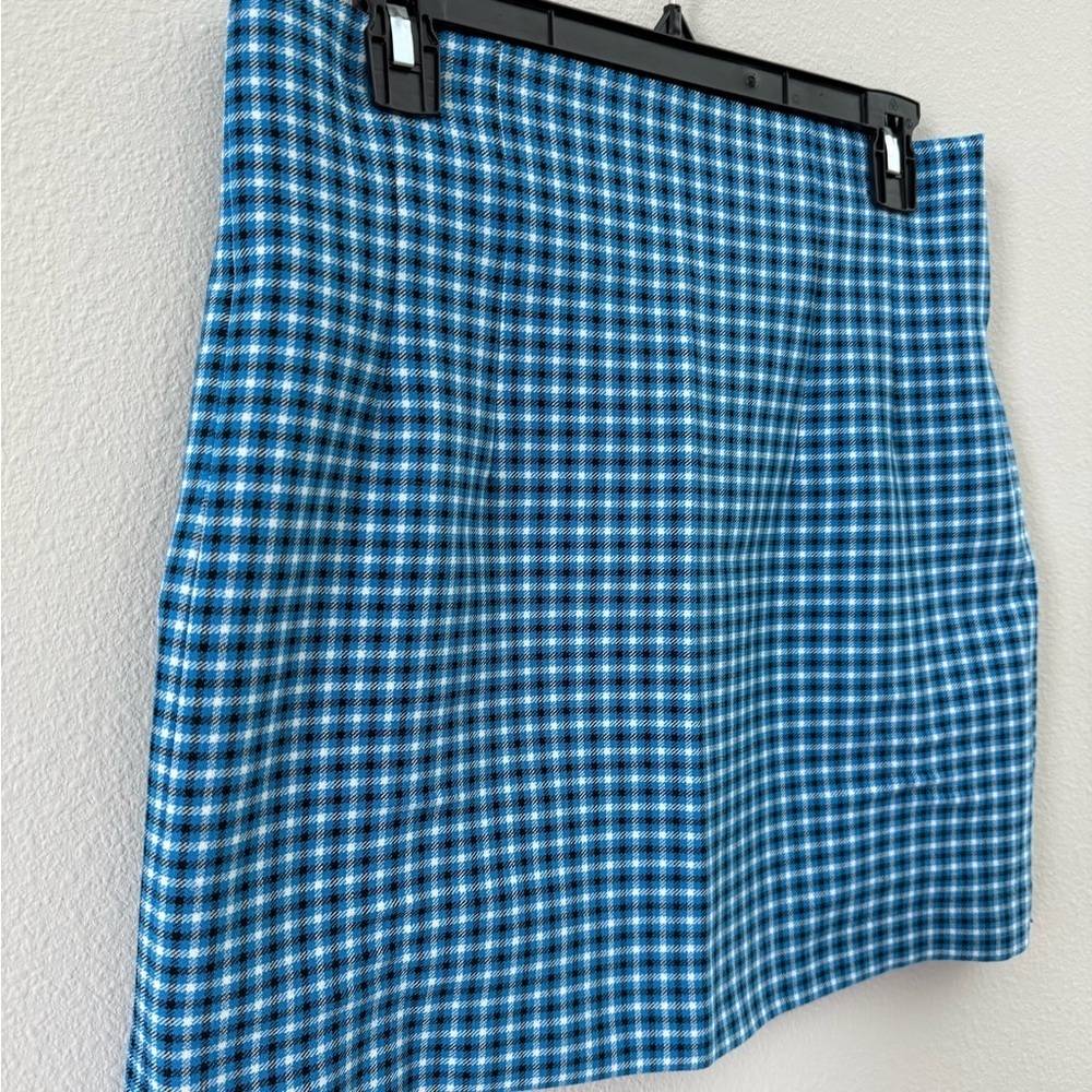 Zara Blue Plaid A-Line Skirt - Picture 2 of 6